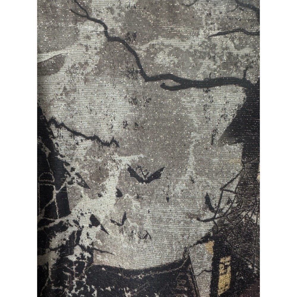 Vtg Y2K  Sparkly Halloween Spooky Haunted House Pumpkin Sparkly 3/4 Sleeve 1X 2X - Picture 7 of 10